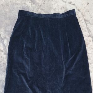 Vintage black velvet cotton pencil skirt